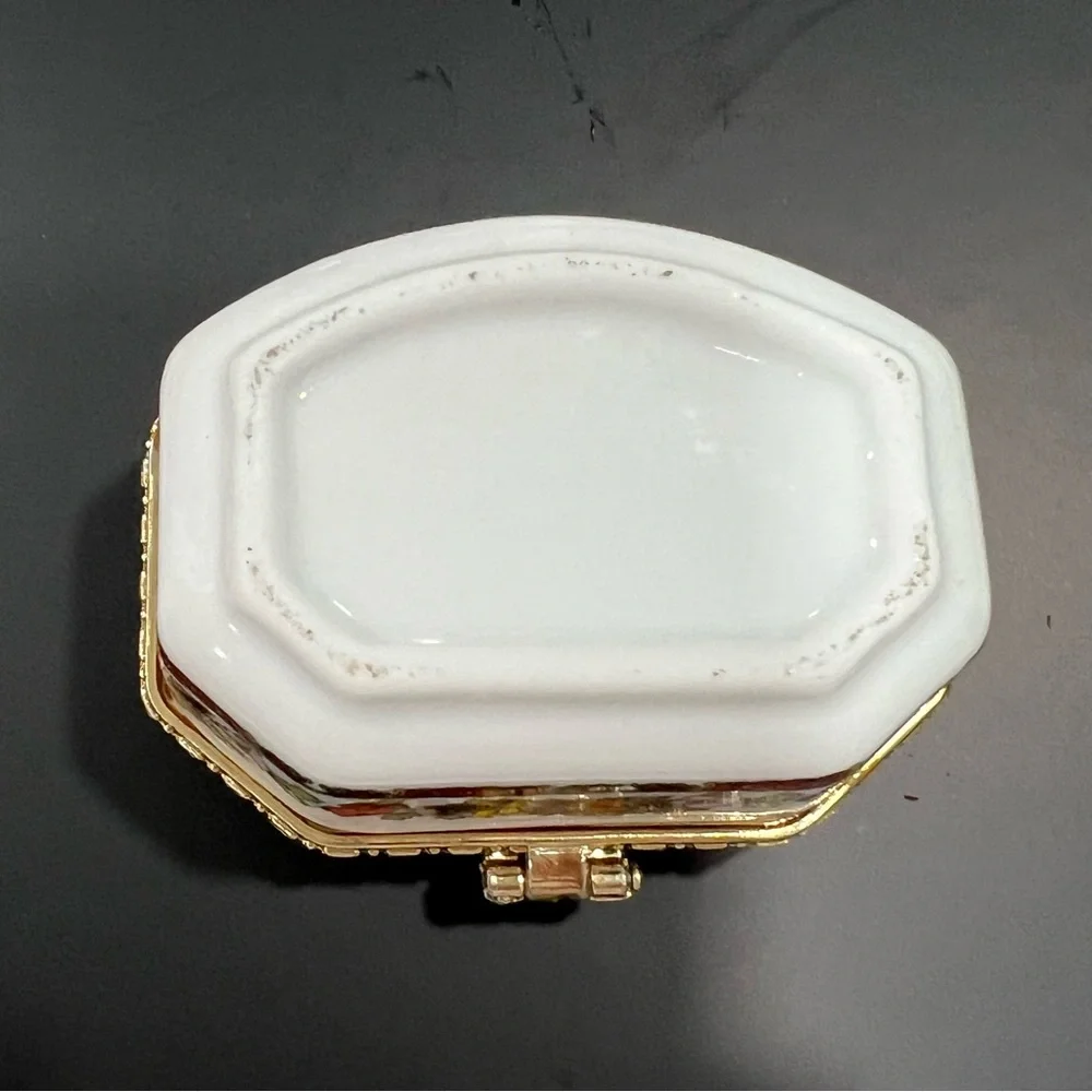 Floral Ceramic Clutch with Gold Accents